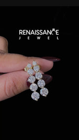 Yellow gold Round Diamond Prong Set Drop Earrings