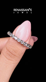 Yellow gold Round Aquamarine Eternity Band with U-Prong Setting