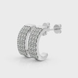 White gold Pavé Round Diamond Hoop Earrings with Four-Prong Setting