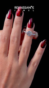 Platinum Round Solitaire Diamond Engagement Ring with Pavé Band and Six-Prong Setting