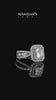 Silver Emerald Cut Moissanite Halo Ring with Split Shank Pavé Band and Prong Setting_12
