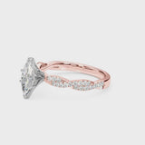 Rose gold Marquise Solitaire Twisted Pave Band with Four-Prong Setting