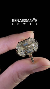 Yellow gold Emerald Solitaire Cathedral Diamond Ring with Six-Prong Setting