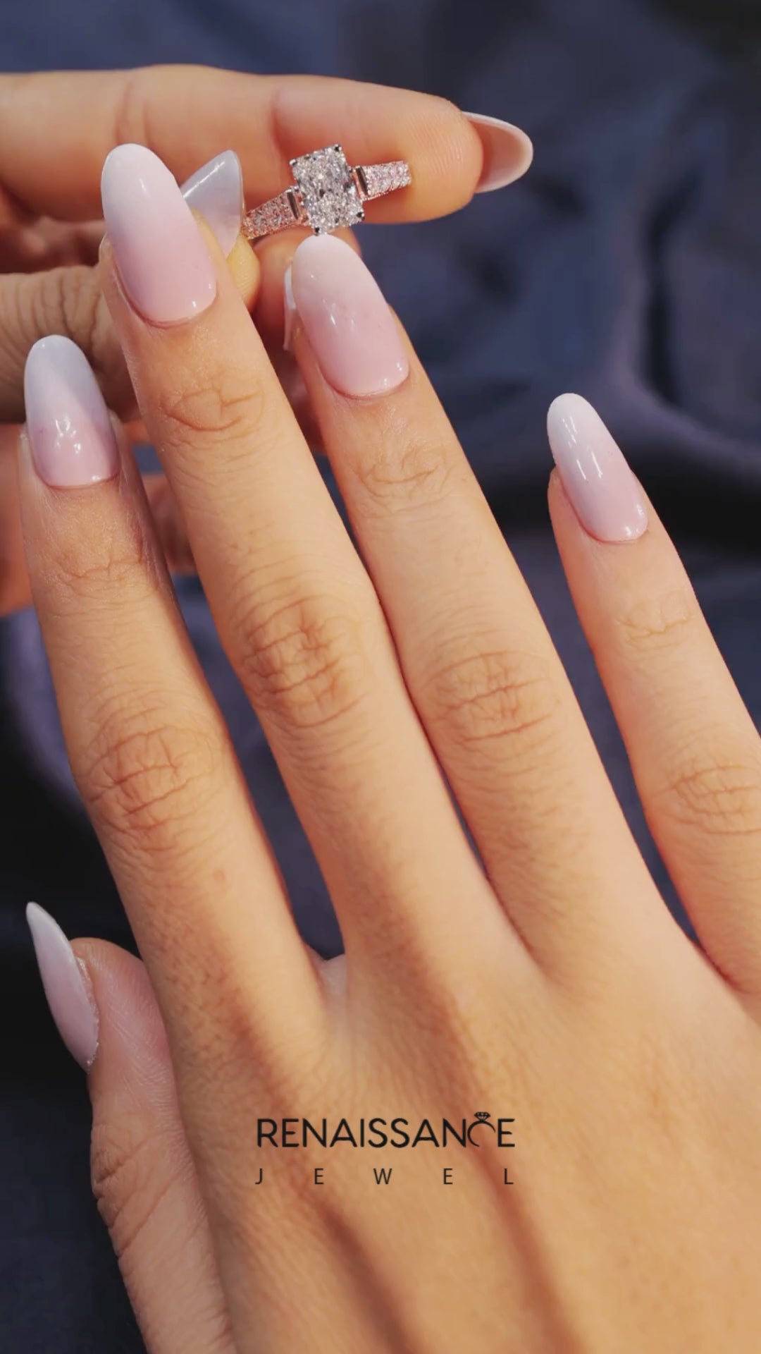 Rose gold Radiant Cut Diamond Pavé Band Solitaire with Four-Prong Setting 9