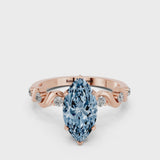 Rose gold Fancy Blue Marquise  Solitaire Twisted Band with Prong Setting