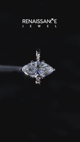 Rose gold Marquise Solitaire Beaded Band with Four-Prong Setting