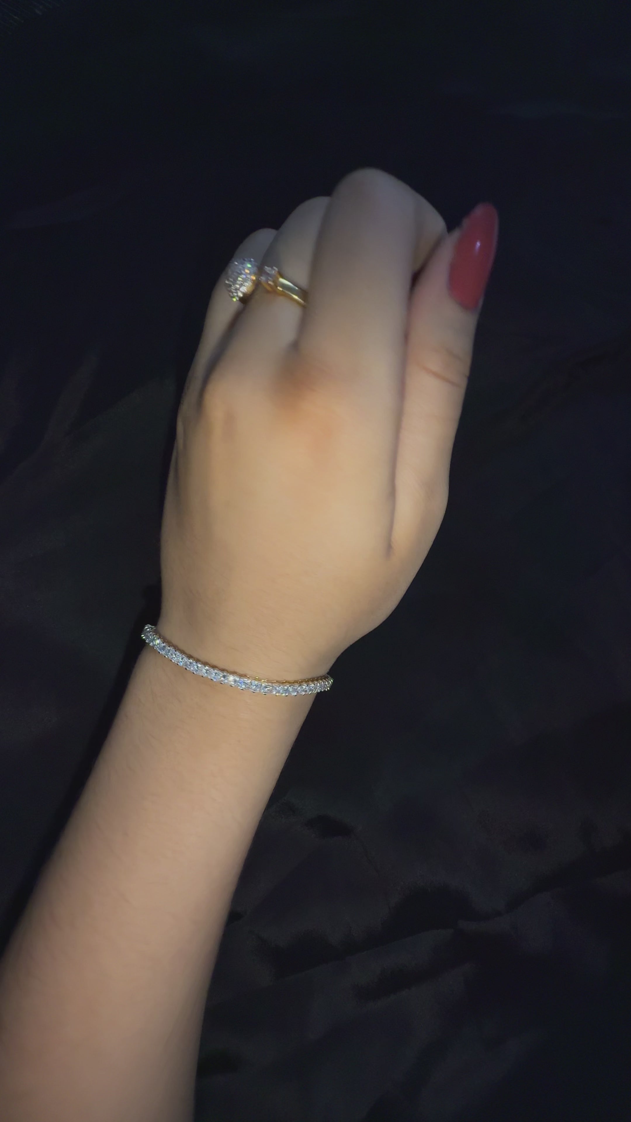 Yellow gold Princess Cut Diamond Tennis Bracelet with Four-Prong Setting 6