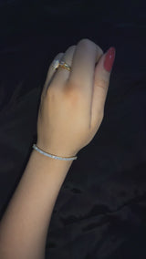 Yellow gold Princess Cut Diamond Tennis Bracelet with Four-Prong Setting