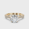 Yellow gold Round Cut Solitaire Diamond Engagement Ring with Pave Band and Four-Prong Setting_89
