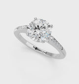 White gold Asscher Cut Channel Set Solitaire Engagement Ring with Four-Prong Setting