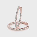 Rose gold Round Cut Diamond Inside-Out Hoop Earrings in White Gold with Prong Setting