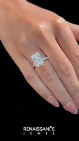 White gold Princess Cut Diamond Pavé Engagement Ring with Round  Accents and Prong Setting