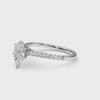 Silver Pear Cut Solitaire Diamond Ring with Pave Band and Four-Prong Setting 3