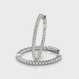 White gold Round Cut Diamond Inside-Out Hoop Earrings in White Gold with Prong Setting
