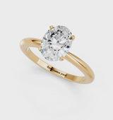 Yellow gold Oval Cut Diamond Solitaire Ring with Six-Prong Setting and Classic Band
