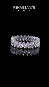 Silver Marquise Diamond Shared Prong Full Eternity Band