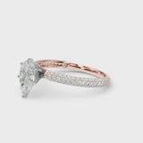 Rose gold Pear Diamond Solitaire Ring with Prong Setting and Pavé Band