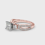 Rose gold Three-Stone Princess Cut Diamond Twist Band with Prong Setting