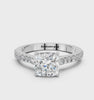 White gold Cushion Cut Solitaire Diamond Engagement Ring with Pave Band and Four-Prong Setting_104