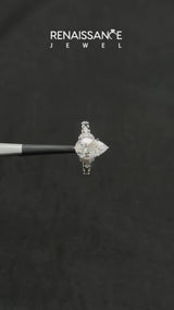 White gold Pear Cut Diamond Solitaire Ring with Filigree Band and Four-Prong Setting