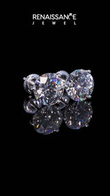 Silver Round Brilliant Diamond Martini Stud Earrings