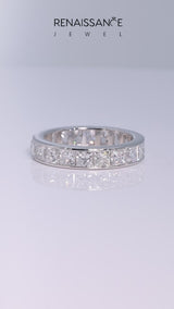 Platinum Princess cut diamond Eternity Band with Channel Set