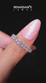 Silver Asscher cut diamond Eternity Band with Shared Prong Setting