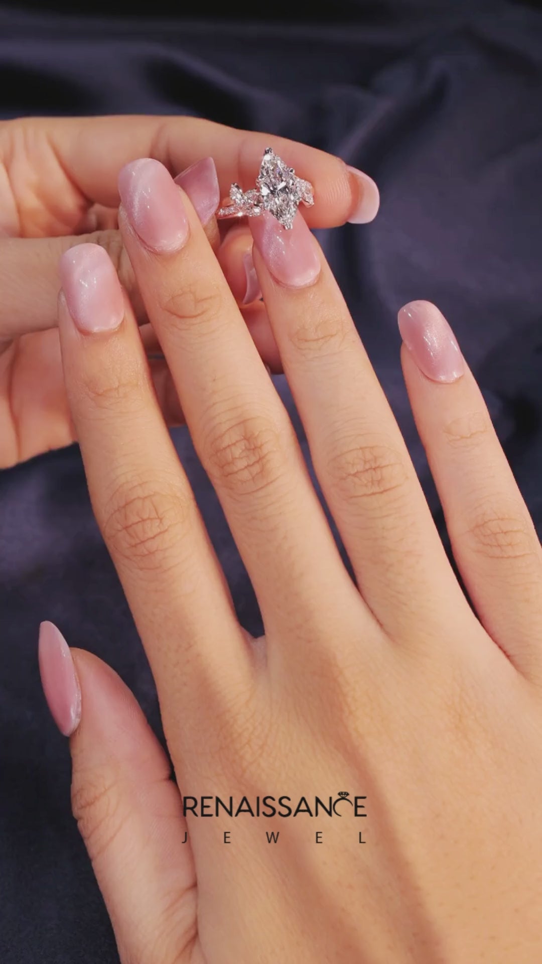 Rose gold Marquise Diamond Floral Vine Solitaire Engagement Ring 6