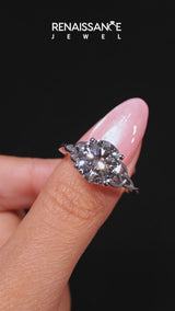White gold Cushion Cut Diamond Solitaire Engagement Ring with Celtic Knot Band and Four-Prong Setting
