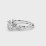 Silver Oval Solitaire Marquise Twist Band with Six-Prong Setting