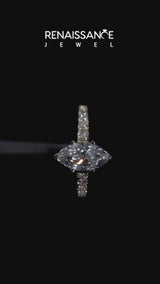 14K Yellow Gold 2.56 Carat F VS1 Marquise Cut Diamond Solitaire with Pave Band and Four-Prong Setting