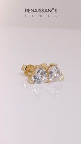 Yellow gold Heart Cut Diamond Stud Earrings