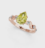 Rose gold Fancy Yellow Pear  Solitaire Twisted Band with Prong Setting