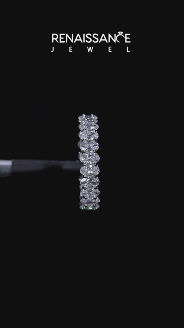 Platinum Oval Cut Diamond Eternity Band with Shared Prong Setting 6