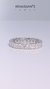 White gold Princess cut diamond Eternity Band with Shared Prong Setting