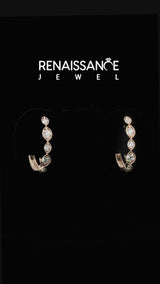 Rose gold Milgrain Marquise Diamond Hoop Earrings with Bezel Setting