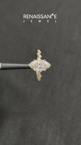 Yellow gold Marquise Cut Diamond Cluster Side Stone Solitaire Ring with Prong Setting