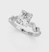 White gold Radiant Solitaire Twisted Band with Prong Setting