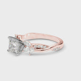 Rose gold Princess Diamond Floral Vine Solitaire Engagement Ring