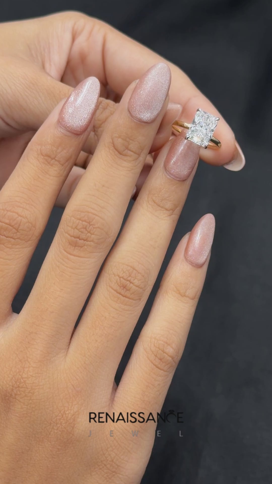 Yellow gold Radiant Cut Solitaire Ring with Thin Band and Four-Prong Setting_20