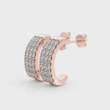 Rose gold Pavé Round Diamond Hoop Earrings with Four-Prong Setting