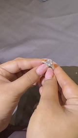 White gold Marquise Cut Diamond Brilliant Solitaire Ring with Pavé Band and Four-Prong Setting