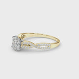 Yellow gold Oval Cut Diamond Solitaire Engagement Ring with Twisted Pavé Band and Four-Prong Setting