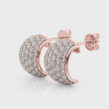 Rose gold Pavé Round Diamond Huggie Earrings with Prong Setting