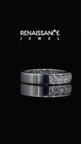 Silver Round Diamond Linear Channel Mens Band