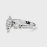 Platinum Marquise Cut Diamond Engagement Ring with Baguette Side Stones and Channel Set Band