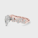 Rose gold Pear Cut Solitaire Diamond Twisted Band with Pave Setting
