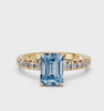 Yellow gold Fancy Blue Emerald  Solitaire Pave Diamond Engagement Ring with Four-Prong Setting_261
