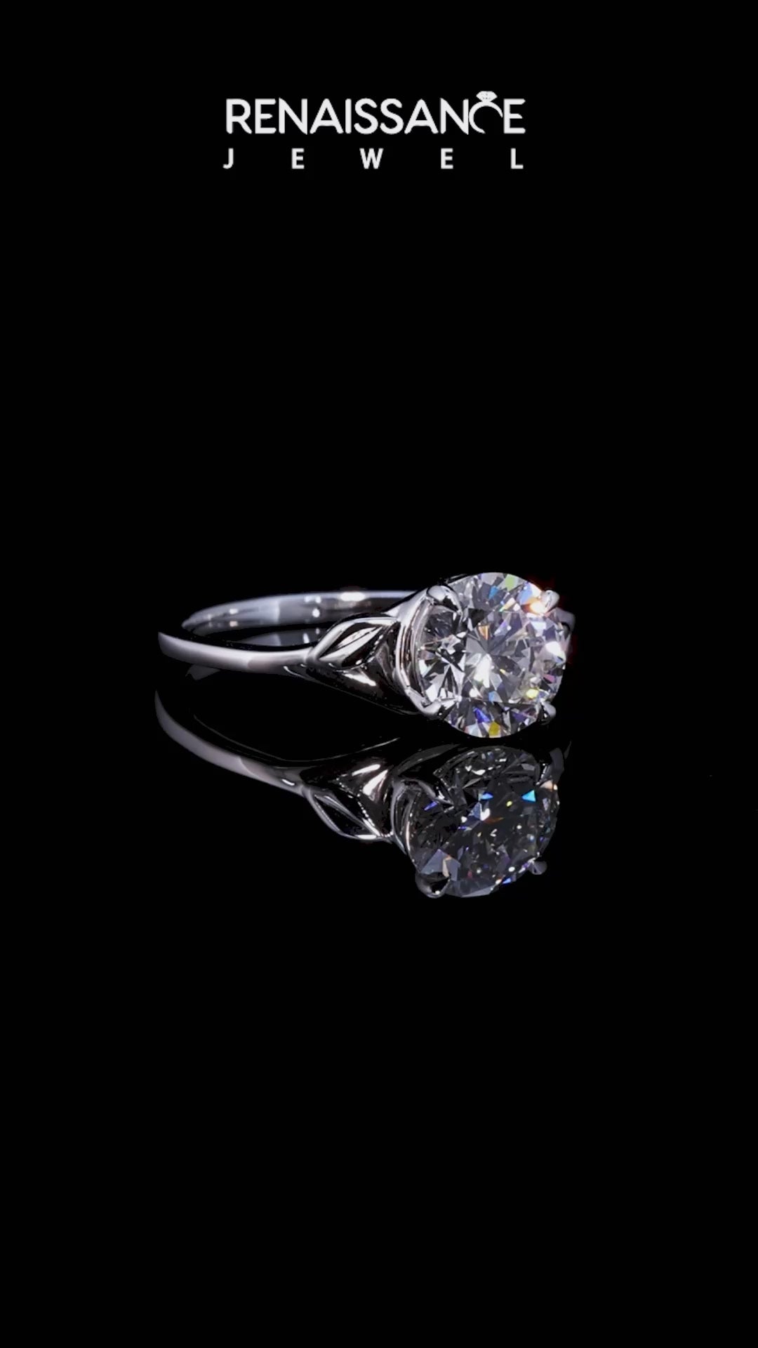 White gold Round Solitaire Twist Band with Four-Prong Setting_22