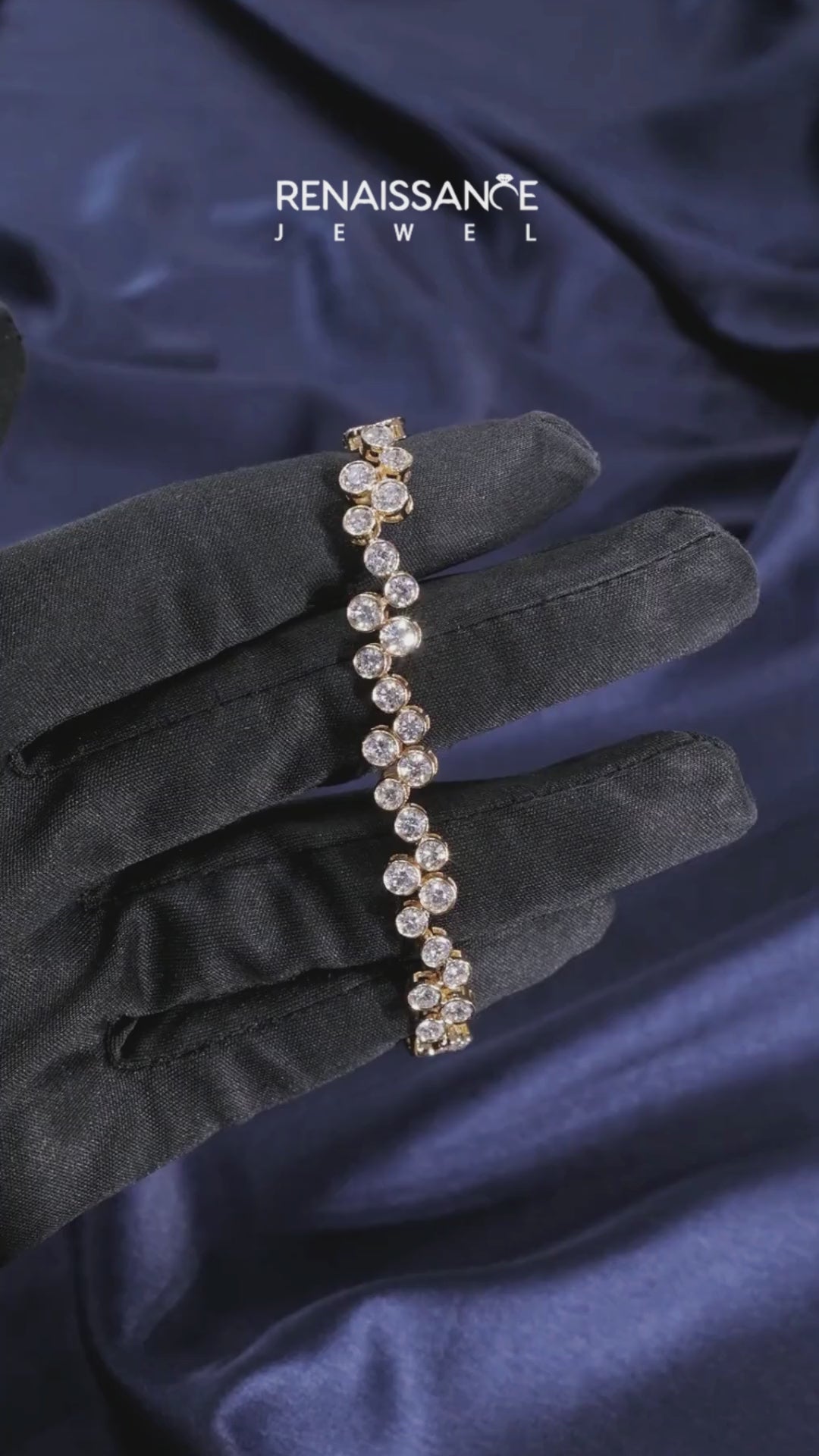 Yellow gold Bezel Set Round Diamond Cluster Tennis Bracelet 3